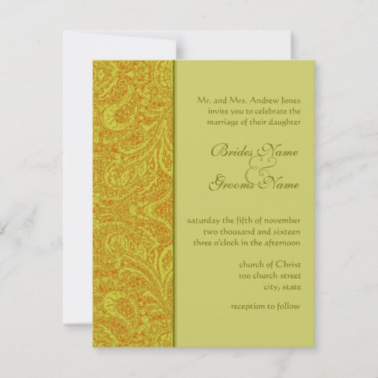 Olive Damask Hochzeitseinladungen noch dunkler Einladung (Vorderseite)
