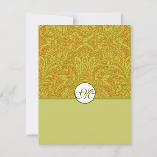 Olive Damask Hochzeitseinladungen noch dunkler Einladung (Rückseite)