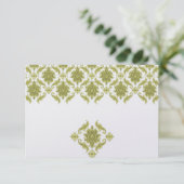 Olive Damask Hochzeitstisch-Platzkarten Einladung (Stehend Vorderseite)