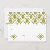 Olive Damask Hochzeitstisch-Platzkarten in großer Einladung (Vorderseite)