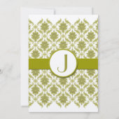 Olive Damask Monogram Wedding Einladung (Rückseite)