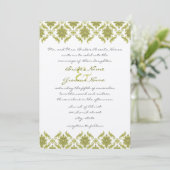 Olive Damask Monogram Wedding Einladung (Stehend Vorderseite)
