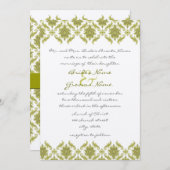 Olive Damask Monogram Wedding Einladung (Vorne/Hinten)