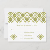Olive Damask Wedding Response Card UAWG RSVP Karte (Rückseite)