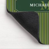 Olive & Dark Green Stripes Your Name and Initials Mousepad (Ecke)