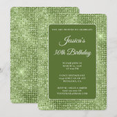 Olive Disco Glitzer 30. Geburtstag Einladung (Vorne/Hinten)