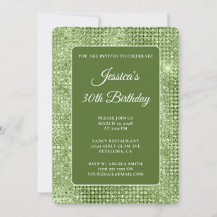 Olive Disco Glitzer 30. Geburtstag Einladung