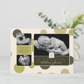 Olive Dot Print Birth Ankündigung (Stehend Vorderseite)