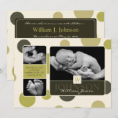 Olive Dot Print Birth Ankündigung (Vorne/Hinten)