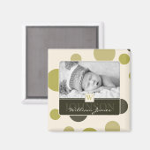 Olive Dot Print Birth Ankündigung Magnet (Vorderseite/Rückseite)