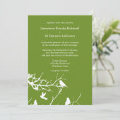 Olive Drab Love Birds Hochzeit individuell anpassb Einladung (Stehend Vorderseite)
