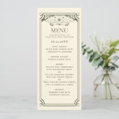 Olive Elegante Tarot Card Wedding Menu Einladung (Stehend Vorderseite)