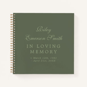 Olive Eleganter Name in Love Memory Gast Book Notizblock