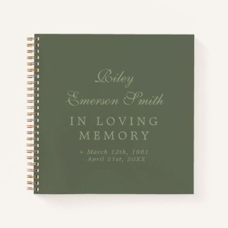 Olive Eleganter Name in Love Memory Gast Book Notizblock