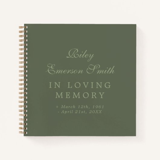 Olive Eleganter Name in Love Memory Gast Book Notizblock (Vorderseite)