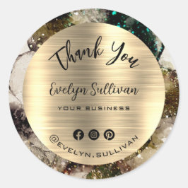 Olive Emerald Green Watercolor Vielen Dank Runder Aufkleber