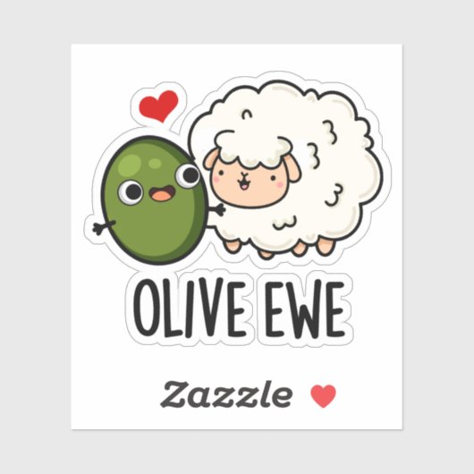 Olive Ewe Funny Liebe Puff Aufkleber (Blatt)