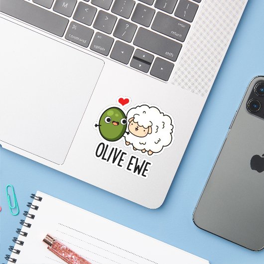 Olive Ewe Funny Liebe Puff Aufkleber (Laptop mit iPhone)