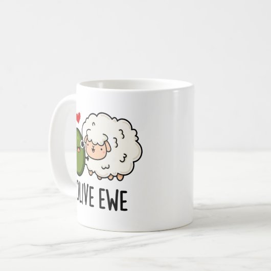 Olive Ewe Funny Liebe Puff Kaffeetasse (Vorderseite Links)