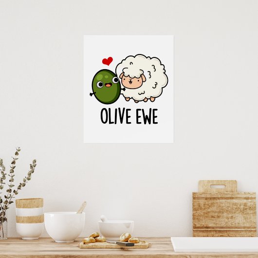 Olive Ewe Funny Liebe Puff Poster (Küche)