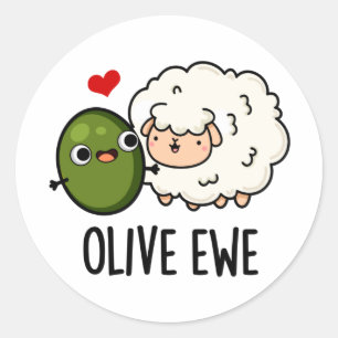 Olive Ewe Funny Liebe Puff Runder Aufkleber
