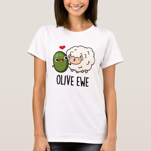 Olive Ewe Funny Liebe Puff T-Shirt (Vorderseite)