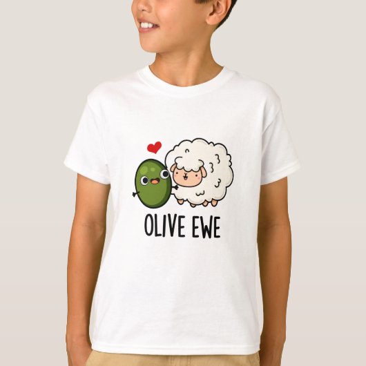 Olive Ewe Funny Liebe Puff T-Shirt (Vorderseite)
