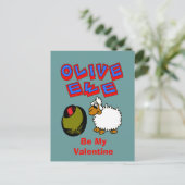 Olive Ewe, I Liebe You Cartoon Valentine Postcard Postkarte (Stehend Vorderseite)
