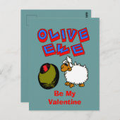 Olive Ewe, I Liebe You Cartoon Valentine Postcard Postkarte (Vorne/Hinten)
