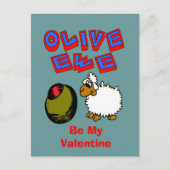 Olive Ewe, I Liebe You Cartoon Valentine Postcard Postkarte (Vorderseite)