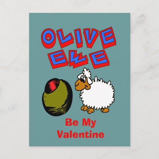 Olive Ewe, I Liebe You Cartoon Valentine Postcard Postkarte (Vorderseite)