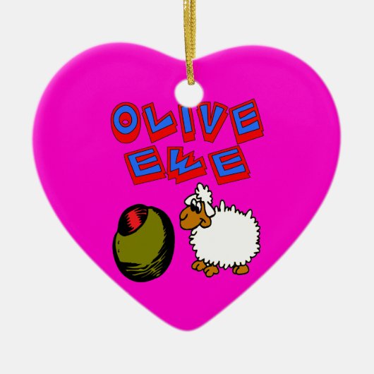 Olive Ewe, I Liebe You Keramikornament (Vorne)