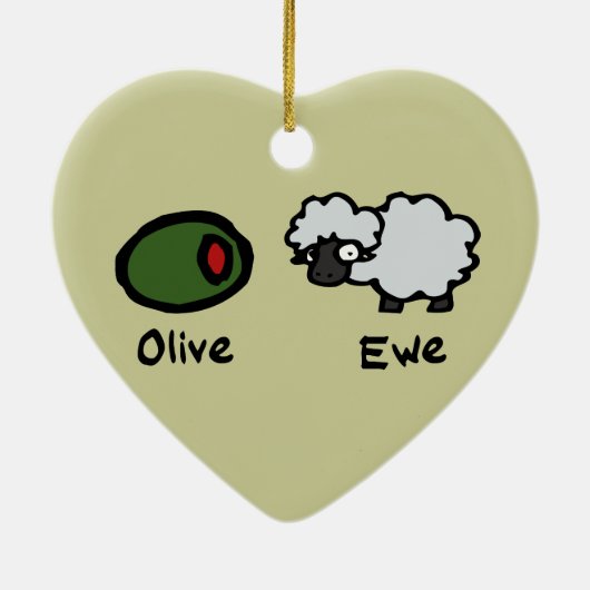 Olive Ewe Keramik Ornament (Hinten)