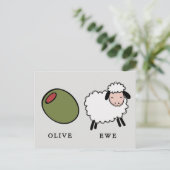Olive Ewe Liebe Puns Postkarte (Stehend Vorderseite)