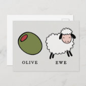 Olive Ewe Liebe Puns Postkarte (Vorne/Hinten)