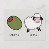 Olive Ewe Liebe Puns Postkarte (Vorderseite)
