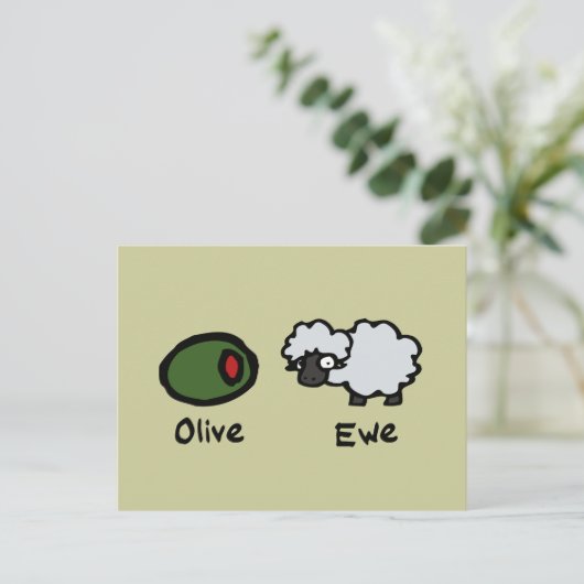Olive Ewe Postkarte (Stehend Vorderseite)