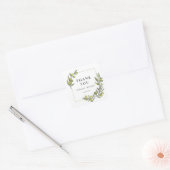 Olive Filialen Rahmen Hochzeit danke Quadratischer Aufkleber (Umschlag)