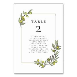 Olive Filialen rahmen Hochzeitskarten Tischnummer