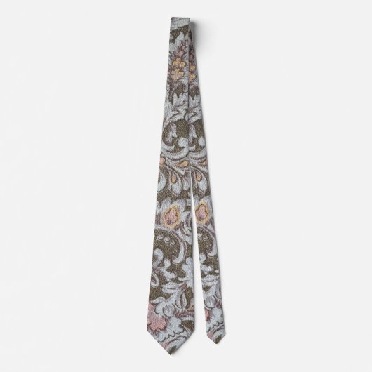 Olive floral Design in Pastellrosa und Gelb Krawatte (Vorderseite)