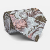 Olive floral Design in Pastellrosa und Gelb Krawatte (Gerollt)