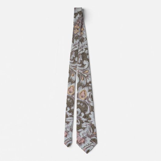 Olive floral Design in Pastellrosa und Gelb Krawatte (Rückseite)