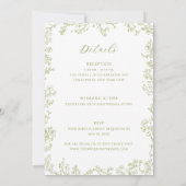 Olive Floral Line Art Border All-in-one Wedding Einladung (Rückseite)