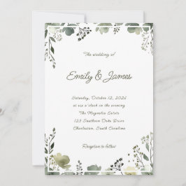Olive Floral Wedding Einladung
