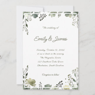 Olive Floral Wedding Einladung