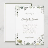 Olive Floral Wedding Einladung (Vorne/Hinten)
