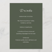 Olive Floral Wedding Menükarte (Rückseite)