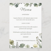 Olive Floral Wedding Menükarte (Vorderseite)