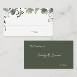 Olive Floral Wedding Platzkarte