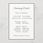 Olive Floral Wedding Programm (Rückseite)